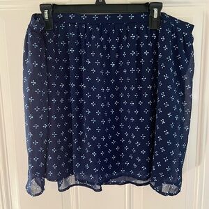 Old Navy Dark Blue Skater Skirt with White Pattern